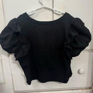H&M Elegant Black Puff Sleeve Blouse